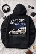 Czarna bluza z kapturem | I like cars more than people | streetwear