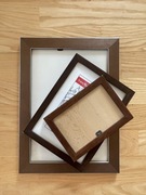 3 brązowe antyramy na zdjęcia - okleina + plexi