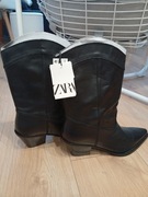 Zara botki damskie skórzane naturalna skóra rozmiar 39 nowe 