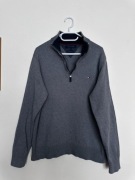 Tommy Hilfiger Premium Cotton Sweter Half Zip 1/4 Szary M/L Klasyk