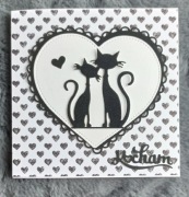 Kartka walentynkowa ręcznie robiona koty kotki