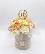 Flowerbox ŚWIECE Kwiatowe na Komunię - Pamiątka IHS - Kolory do wyboru!