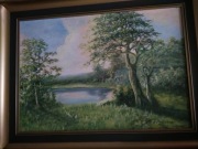 Stary olejny pejzaż sygnowany K.Mackiewicz