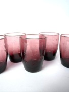 Kultowe szklanki literatki PRL wzór bambus szkło dymione fioletowe design