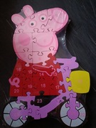 Puzzle drewniane malowane literki cyferki dwistronne świnka Peppa 
