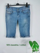 Jeansowe denimowe spodnie 3/4 rybaczki damskie z kieszeniami niebieskie 