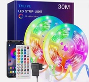 Taśma LED 30M (2x15M) RGB Aplikacja Pilot Muzyka ZESTAW NOWY 372