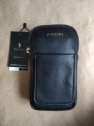 OKAZJA SKÓRA NOWA PUCCINI Torba Męska na Ramię na telefon Saszetka Czarna