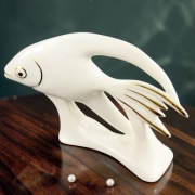 Vintage ryba biała porcelana Hollohaza Węgry lata 90te WYPRZEDAŻ