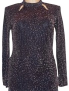 Brązowa wyjściowa Bluzka z podszewką, złoty brokat Orsay 38 (M)