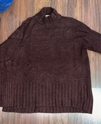 sweter z golfem brązowy