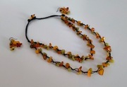 Piękny zestaw Naszyjnik z kolczykami z Bursztynu i kamieni półszlachetnych