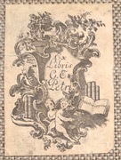 Ex-libris Ekslibris G. E. Petri XIX w. 5,5 x 8 cm