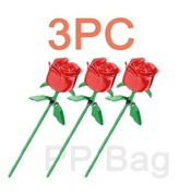 Klocki róża kwiat czerwona roże jak lego 3 sztuki jak LEGO