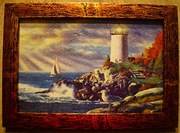 Mała reprodukcja malarska -  pejzaż nadmorski . 