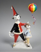 Klauny Art Deco Hanzely Jeno Hollohaza Węgry lata 60te wys. 21cm