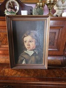 „Obraz olejny – portret dziecka w stylu holenderskim XVII w., stara rama