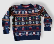 Tu świąteczny sweter Merry Christmas granatowy bawełna 128cm