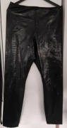 Czarne Spodnie Legginsy Damskie Rockowe M/L Tężenia Ekoskóra