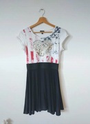 Krótka czarno-biała sukienka Kappahl 2yk cekiny bawełna wiskoza 158 /164 cm