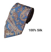 Elegancki włoski,stylowy krawat granat/brązy paisley 100%silk StringaMilano