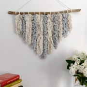 Makrama wisząca ścienna duża rękodzieło styl Boho naturalna liście