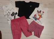 Zestaw wiosna lato spodenki za kolano krotkie bluzki nike kotki r.92 2 lata