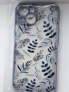 iPhone 15 Niebieskie Etui Obudowa Liście + GRATIS