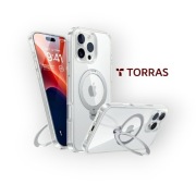 Etui iPhone 16 Pro Max Torras Ostand Spin, MagSafe, pancerne, przeźroczyste