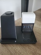 Ladowarka indukcyjna na telefon smart watch i słuchawki z budzikiem i lampk