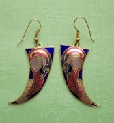 Vintage boho pozłacane kolczyki cloisonne z lat 80tych firma Sea Gems UK 12