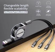 Zwijany Kabel 3w1 Usb UsbC