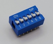 DIP switch 6 pozycyjny, do druku, niebieski