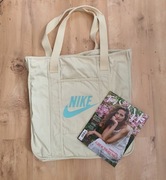 Super duża torba plażowa sportowa z logo Nike kremowa turkus