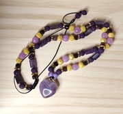 Naszyjniki (2szt.) z kamieni naturalnych - zawieszka serce Ametystu 