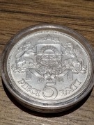 5 łatów 1932 Łotwa, srebro, Ag 