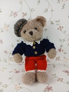 Vintage retro miś pluszowy w kaszkiecie Miś elegant Kolekcjonerski miś