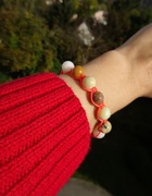 Bransoletka Opal dendrytowy Jadeit żółty Makrama Regulowana Rękodzieło