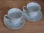 2 Filiżanki ze spodkami VERONI 2szt porcelana + Opakowanie NOWE