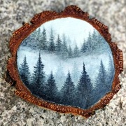 Krajobraz las mgła obraz na plastrze drewna brzoza