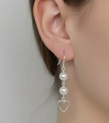 kolczyki srebrne z perełkami serca serduszka