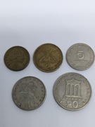 Zestaw 5 monet drachmy greckie 1976 A001, dobry stan