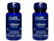 Orotan litu 1000 mcg = 1 mg, 2 opakowania po 100 kapsułek