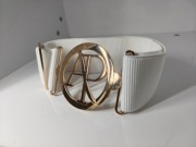 Pasek Damski Biały Guma z Klamra AP 6 Cm