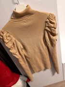 Golfik beżowy z długim rękawem i bufkami River Island rozm. M