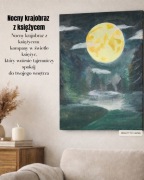 Ręcznie malowany obraz Nocny krajobraz z księżycem
