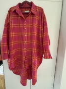 Loriini koszula asymetryczna Greta pink tartan różowa kolorowa w kratę