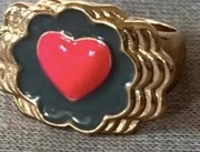 Pierścionek złoty gold różowe serce pink vintage