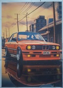 Plakat BMW E30 B2 50x70cm Auto Samochód dla dziecka do garażu 