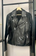 Męska skórzana kurtka ramoneska biker Zara S M